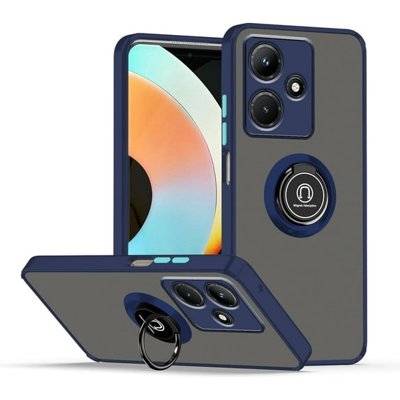 Case for Infinix Hot 30i Case with Stand, Compatible with Magnetic Car Phone Mount, Ultra Slim Infinix Hot 30i Phone Case for Women Men Shockproof Protective Cases Cover (Navy Blue)