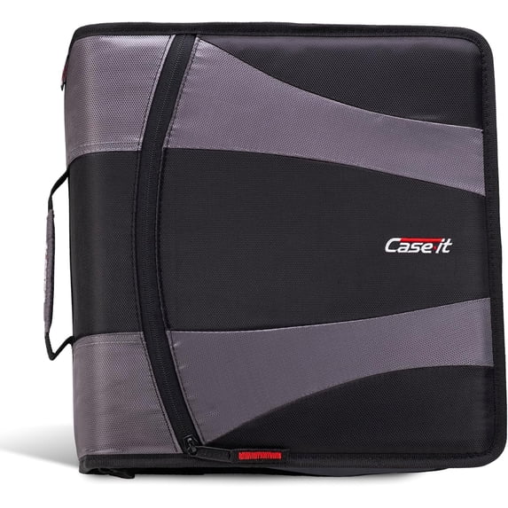 Case It 2-Inch Dual D-Ring Zipper Binder, 4 Inch Capacity, Black, DUAL-301-Black