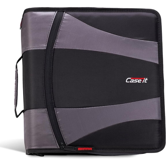 Case It 2-Inch Dual D-Ring Zipper Binder, 4 Inch Capacity, Black, DUAL-301-Black