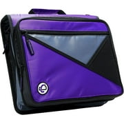 Case-it The Universal Zipper Binder - 2 Inch O-Rings - Padded Pocket that holds up to 13 Inch Laptop/Tablet - Multiple Pockets - 400 Page Capacity - Comes with Shoulder Strap - Purple LT-007