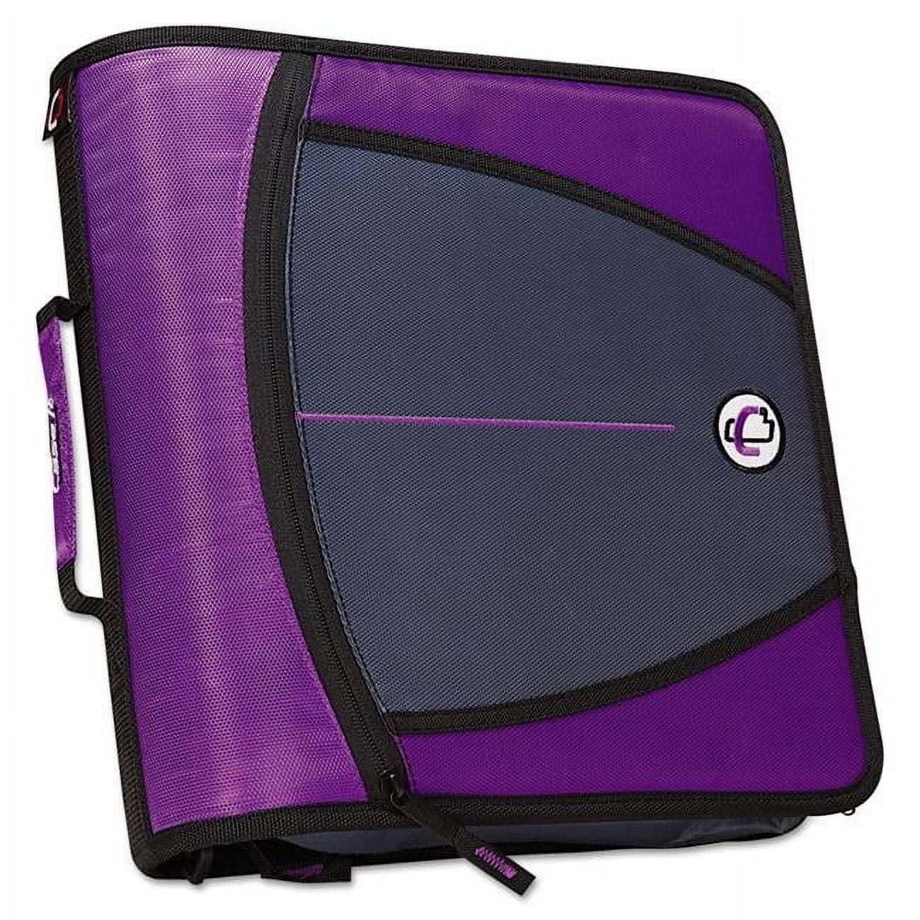Case It  3 in. 3 Rings Large Capacity Zipper Binder, Purple