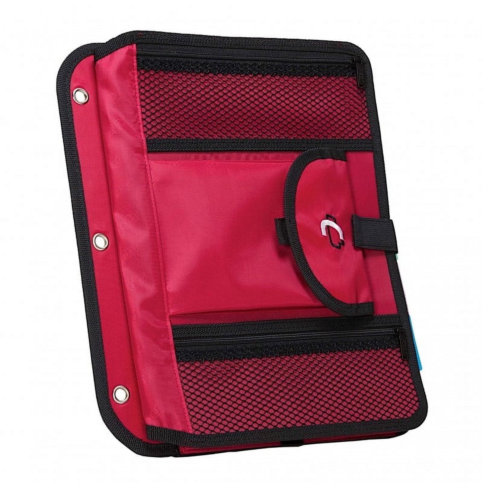 Red Fabric 5-Tab Expanding File Insert with Mesh Pockets