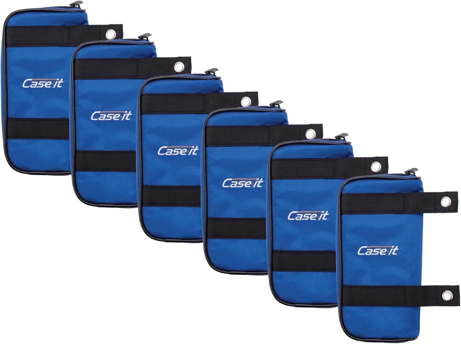Case It 6-Piece Pack Clear Case Pencil Pouch - Six Pencil Cases-All BLUE