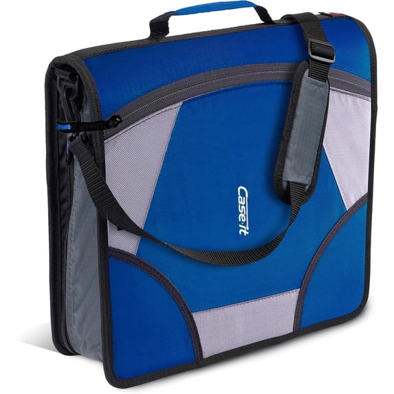 Case It King Sized Zip Tab 4" 3-Ring Zipper Binders D-Ring Blue (D-186 BLU) D-186-MBLU