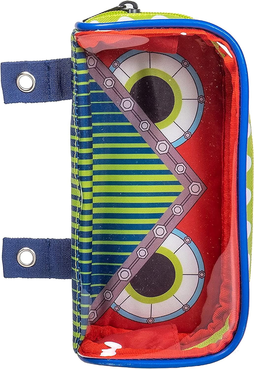 CASEIT Case-It Monster Eye Clear Window Zipper Pencil Case with Grommets, Red