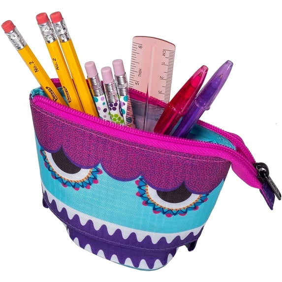 Case-it PLP-36-ME Monster Eye Pop-Up Zipper Pencil Cup, 2 x 5.5 x 7 Inches, Light Blue