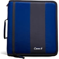 Case-It The Classic Zipper Binder - 2 Inch O-Rings - Multiple Pockets - 350 Sheet Capacity - Comes with Shoulder Strap - Midnight Blue D-251