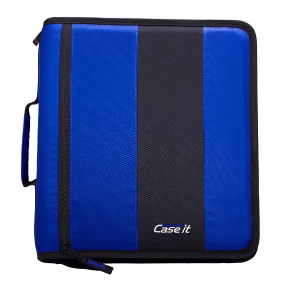 Case-It The Classic Zipper Binder - 2 Inch O-Rings - Multiple Pockets - 350 Sheet Capacity - Comes with Shoulder Strap - Midnight Blue D-251