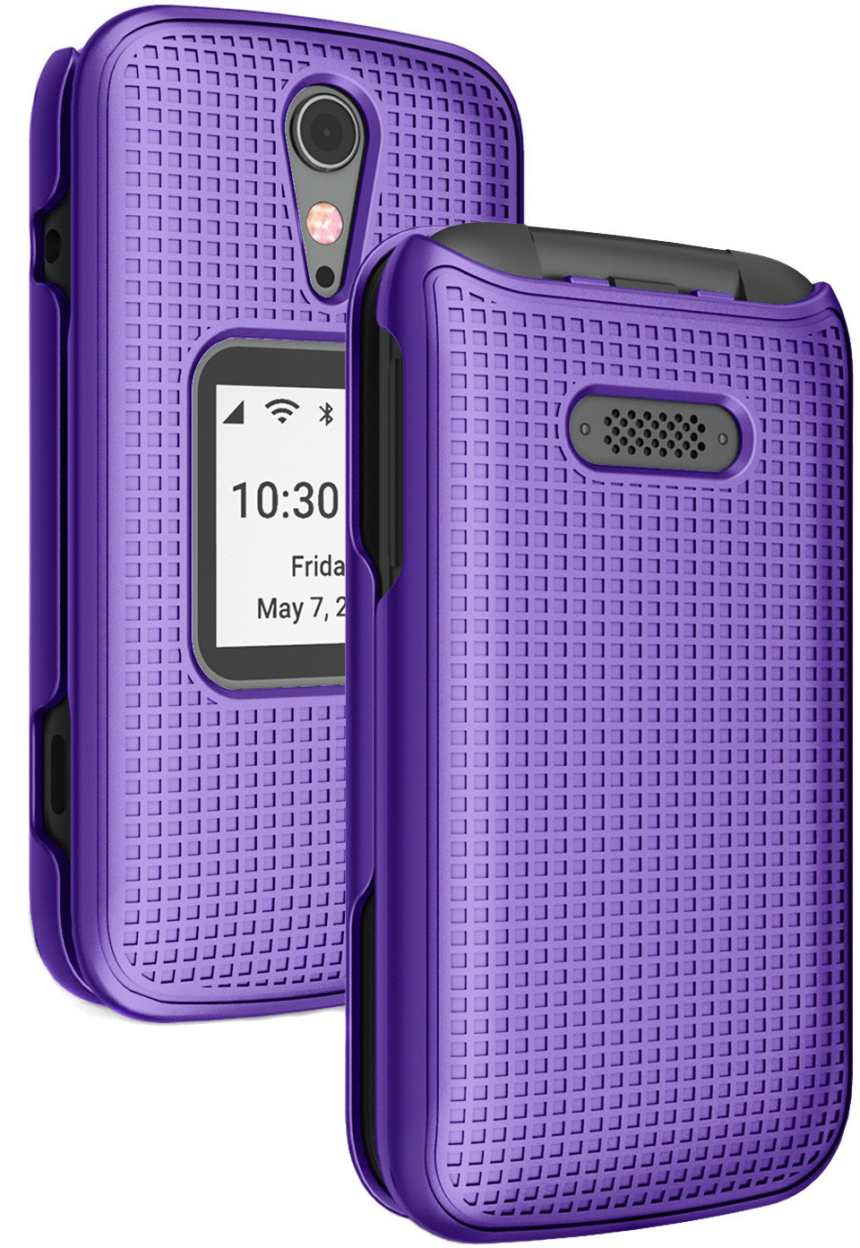 Case for Jitterbug Flip2, Nakedcellphone [Purple] Protective SnapOn Hard Shell Cover [Grid