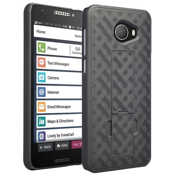Case for Jitterbug Smart2, Nakedcellphone Slim Ribbed Rubberized Hard Shell Cover [with Kickstand] for GreatCall Jitterbug Smart2 Phone (5049SJBS2, Smart-2)