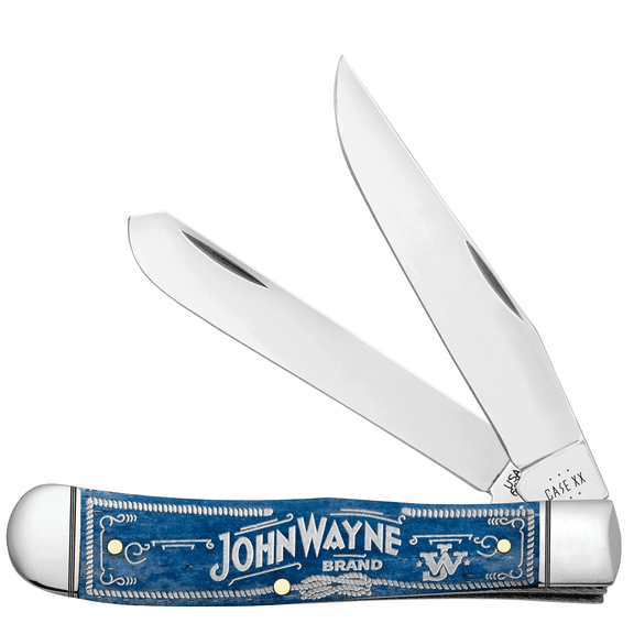 Case XX Knives Trapper John Wayne Brand Navy Blue Bone Pocket Knife