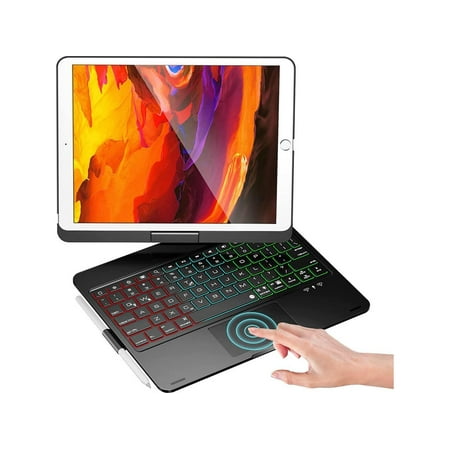 Case with Keyboard For iPad 9th / 8th / 7th Gen 10.2 inch & iPad Air 3rd Gen / iPad Pro 10.5", Rotatable, Multi-Touch Trackpad, Backlight & Pencil Holder