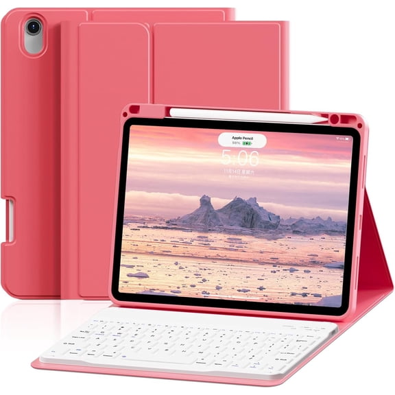 Case with Keyboard for iPad Air 11 inch M3/M2 (2025/2024), iPad Air 5th/4th Generation 10.9 inch (2022/2020), Detachable Keyboard, Stand Folio Cover with Pencil Holder,