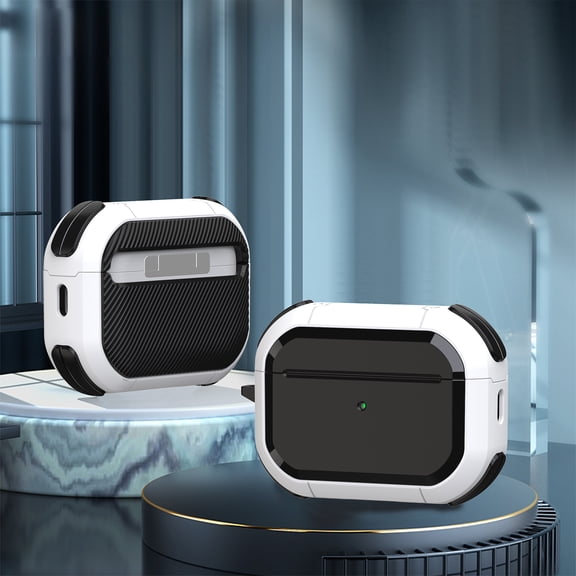 Case with Keychain Compatible with AirPods Pro 2019, PC & TPU Protective Hard Cover Supports Wireless Charging (Front LED Visible) Earbuds Accessories for AirPods Pro 2019 - Silver