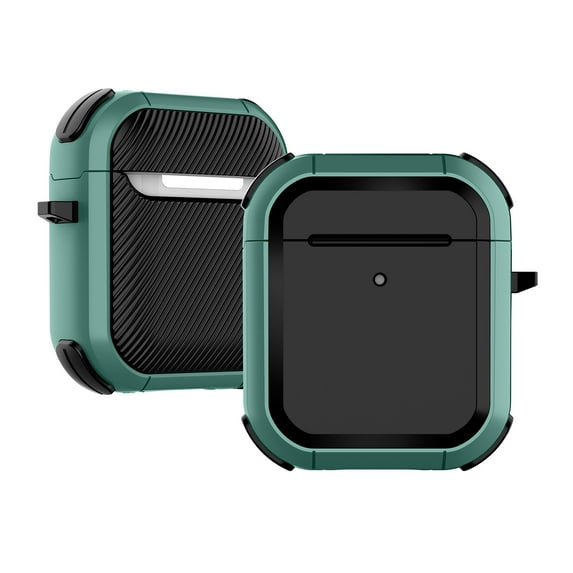 Case with Keychain Compatible with Airpods 2nd Gen / 1st Gen, PC & TPU Protective Hard Cover Supports Wireless Charging (Front LED Visible) Earbuds Accessories for AirPods 2 / 1 - Green