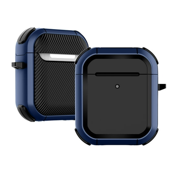 Case with Keychain Compatible with Airpods 2nd Gen / 1st Gen, PC & TPU Protective Hard Cover Supports Wireless Charging (Front LED Visible) Earbuds Accessories for AirPods 2 / 1 - Blue