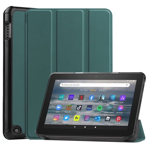 Case for Kindle Fire 7 Tablet 12th Generation, 2022 Release,Fire 7 Tablet Case for Kids,Premium Protective Light Weight Folio Stand Cover with Auto Wake/Sleep for Amazon fire 7" Tablet, Darkgreen
