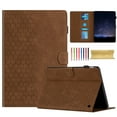 thumbnail image 1 of Case for Kindle Fire HD8 / HD8 Plus 2020/2022/2024, Embossed PU Leather Cover Flip with Smart Auto Wake / Sleep Stand Function Pencil Holder and Card Slots & Footgrip Case, Brown, 1 of 5