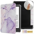 thumbnail image 1 of Case for Kindle Paperwhite 2024 / Signature Edition 2024 / Colorsoft Signature Edition 2024, Clear Soft TPU Back Protective PU Leather Magnetic Adsorption Cover Auto Sleep/Wake - Purple Marble, 1 of 7