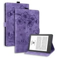 thumbnail image 1 of Case for Kindle Paperwhite 6 (12th Generation) 2024 7", Flower Embossed Pattern PU Leather Flip Cover with Card Slots Holder Auto Wake/Sleep Kickstand TPU Shockproof Protective Cover, Purple, 1 of 10