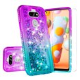thumbnail image 1 of Case for LG Aristo 5/Phoenix 5/Tribute Monarch/Fortune 3/Risio 4/LG K31 Case with [Tempered Glass Screen Protector] SOGA Diamond Liquid Quicksand Cover Cute Girl Women Phone Case - Teal / Purple, 1 of 5