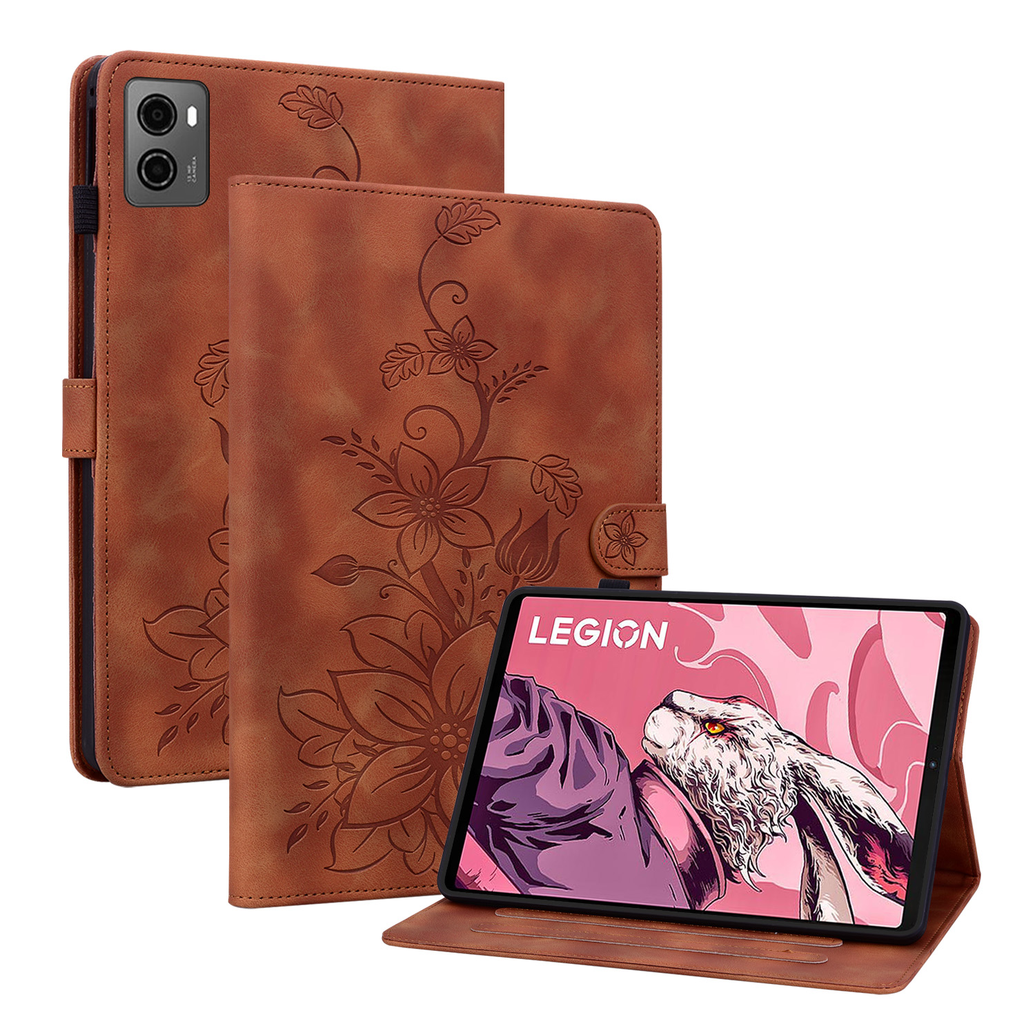 Case for Lenovo Legion Y700 8.8 inch TB-9707F, Flower Pattern PU