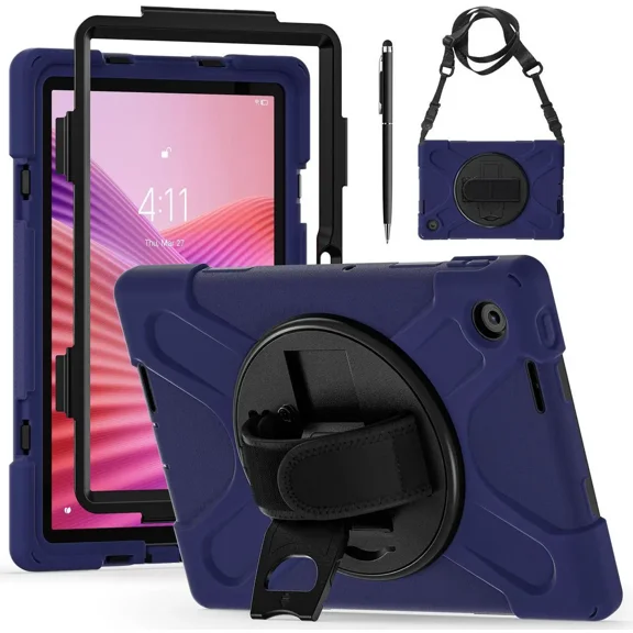 Case for Lenovo Tab 10.1 inch 2025 Model TB311FU TB311XU with Pencil Holder | Shockproof Cover with Kickstand Hand Strap Shoulder Strap Universal Stylus Pen
