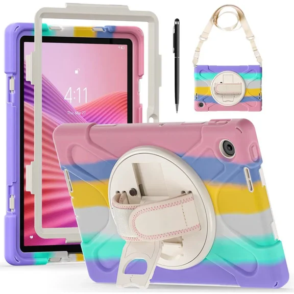 Case for Lenovo Tab 10.1 inch 2025 Model TB311FU TB311XU with Pencil Holder | Shockproof Cover with Kickstand Hand Strap Shoulder Strap Universal Stylus Pen
