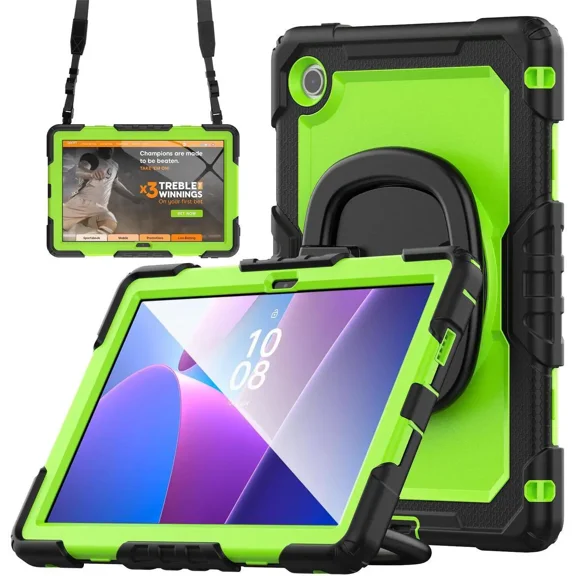 Case for Lenovo Tab 10.1 inch 2025 Model TB311FU TB311XU with Screen Preotector Pencil Holder Shockproof Rugged Cover with Kickstand Hand Strap Shoulder Strap