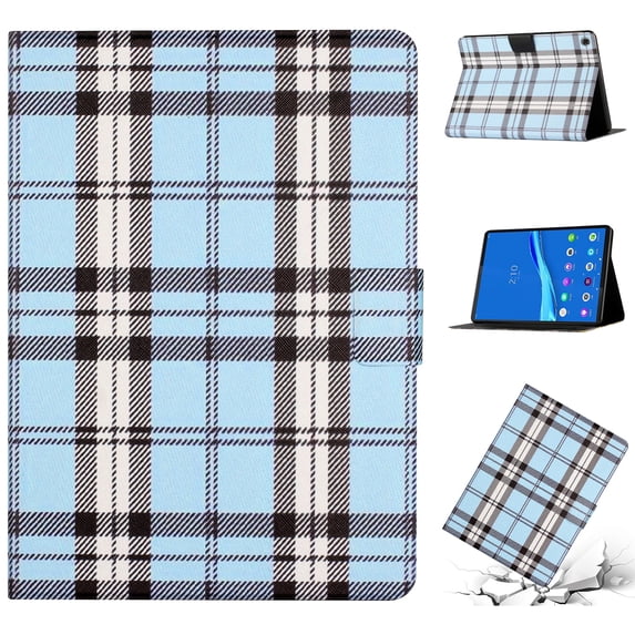 Case for Lenovo Tab M10 (3rd Gen) 10.1 inch, Plaid Design Cute Stylish Shockproof Cover with Kickstand Magnetic Flip Case for Lenovo Tab M10 (3rd Gen),Blue