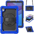 thumbnail image 1 of Case for Lenovo Tab M10 HD 2nd Gen 10.1 Inch 2020 with Screen Protector, 360 Degree Rotating Kickstand Hand Strap Heavy Duty Shockproof Cover with Shoulder Strap, Blue, 1 of 7