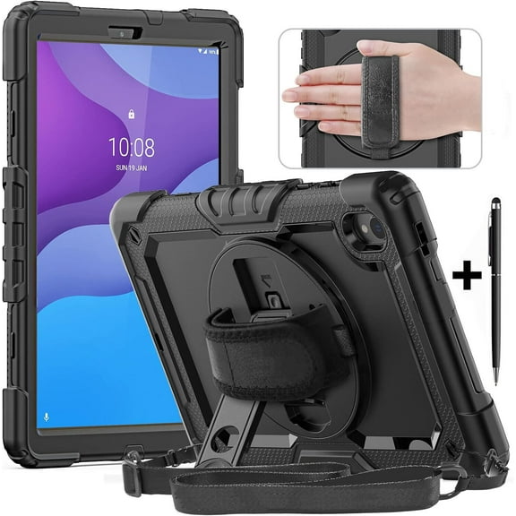 Case for Lenovo Tab M10 HD 2nd Generation 10.1 Inch 2020 TB-X306F TB-X306X with Screen Protector | Full Body Shockproof Protective Cover with Pen Holder Stand Hand Shoulder Strap Stylus Pen