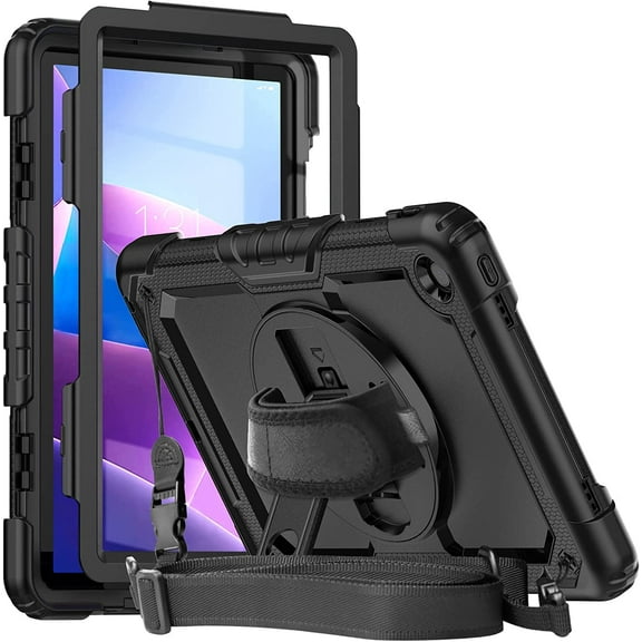 Case for Lenovo Tab M10 Plus 3rd Gen 10.6 Inch 2022 | TB125FU/TB128FU/TB128XU Case with Screen Protector Pen Holder | 3 Layer Shockproof Rugged Durable Rubber Protective Case W/Shoulder Strap