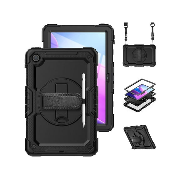 Case for Lenovo Tab M10 Plus 3rd Gen 10.6 inch 2022 Model TB-125F TB-128F,Shockproof Cover with 360 Rotating Stand/Hand Strap,[Screen Protector] Shoulder Strap, S Pen Holder