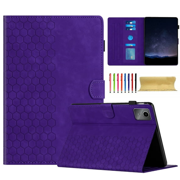Case for Lenovo Tab M11 11" 2024, Embossed PU Leather Cover Flip with Smart Auto Wake / Sleep Stand Function Pencil Holder and Card Slots & Footgrip for Lenovo Tab M11 11" 2024 Case, Purple