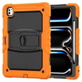 thumbnail image 1 of Case for Lenovo Tab M11 11" 2024, Military Grade Protective Silicone PC Cover with Screen Protector & Adjustable Kickstand & Shoulder Strap & Pencil Holder & 3-layer Protection, Orange+Black, 1 of 8