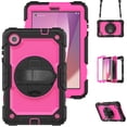 thumbnail image 1 of Case for Lenovo Tab M8 (HD/FHD/Smart) 2019/2021 3rd/2nd Gen with Screen Protector, 360 Degree Rotating Kickstand Hand Strap Heavy Duty Shockproof Cover with Shoulder Strap, Rose PC, 1 of 7
