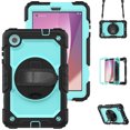 thumbnail image 1 of Case for Lenovo Tab M8 (HD/FHD/Smart) 2019/2021 3rd/2nd Gen with Screen Protector, 360 Degree Rotating Kickstand Hand Strap Heavy Duty Shockproof Cover with Shoulder Strap, Sky Blue PC, 1 of 7