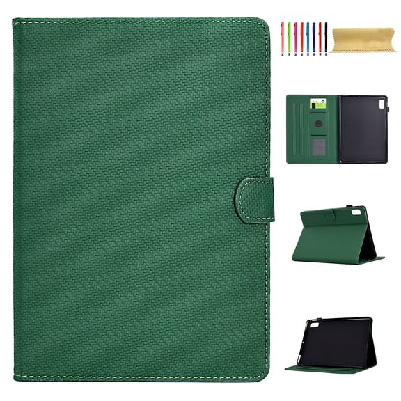 Case for Lenovo Tab M9 9.0" 2023, Carbon Fiber Texture PU Leather Multi-Angle Viewing Stand Shockproof Flip Case with Card Slots Magnetic Clasp, for Lenovo Tab M9 9.0" 2023, Dark Green