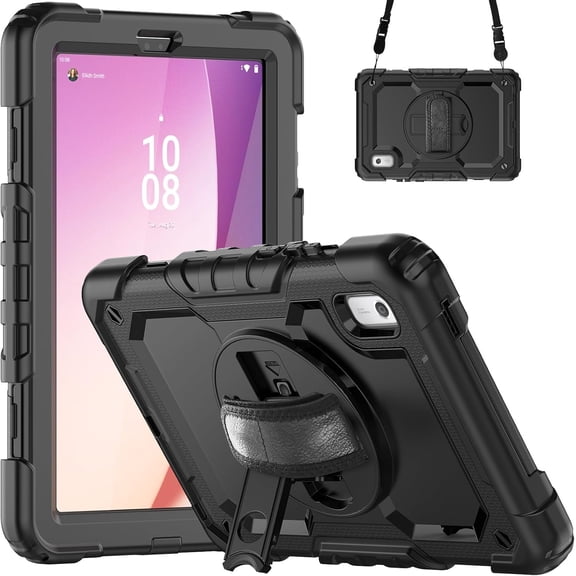 Case for Lenovo Tab M9 Cover 9.0 inch (TB-310FU,2023 Released), Heavy Duty Shockproof Protective Case with Screen Protector, 360° Rotating Stand, Hand/Shoulder Strap