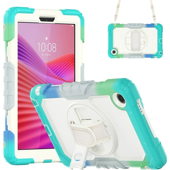 Case for Lenovo Tab One 8.7 Inch/Lenovo Tab K9 2025 Case Model TB-305ZU / TB 305FU -with Screen Protector, Hand Strap, Shoulder Strap, 360° Rotating Stand Camo Camo Blue