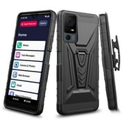 Case for Lively Jitterbug Smart4 / TCL 40 XL / TCL 40 T Case with Kickstand Belt Clip Holster Case w/Tempered Glass Screen Protector Phone Case Cover for Jitterbug Smart 4 - Black