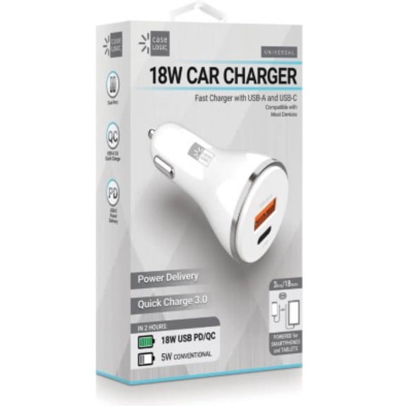 Case Logic CLPDV3100WT 18W PD Car Charger - White