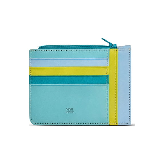 Case Look Women's Turquoise Colored Zippered Card Holder Pia 04