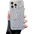 thumbnail image 1 of Case Luxury Glitter Credit Card Holder for iPhone,Cute Polka Dot,Full Body Protection,Wallet Shockproof Cover (Blue,iPhone 16 Pro), 1 of 7