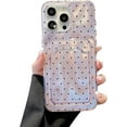 thumbnail image 1 of Case Luxury Glitter Credit Card Holder for iPhone,Cute Polka Dot,Full Body Protection,Wallet Shockproof Cover (Pink,iPhone 15), 1 of 7