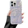 thumbnail image 1 of Case Luxury Glitter Credit Card Holder for iPhone,Cute Polka Dot,Full Body Protection,Wallet Shockproof Cover (Purple,iPhone 14 Pro Max), 1 of 6