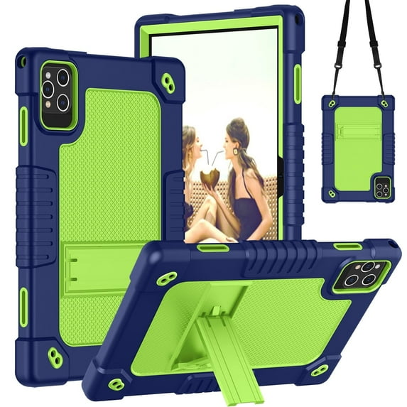 Hoibon For Digiland DL 1050 / Digiland S10 Tablet 10.1 inch MEIZE D115 KADYBE D115 Case&Shoulder Strap Kickstand Cover for ANTEMPER D106/TOOTON K110 K118/Relndoo YOBANSE T618 10.1" Tablet (NavyGreen)