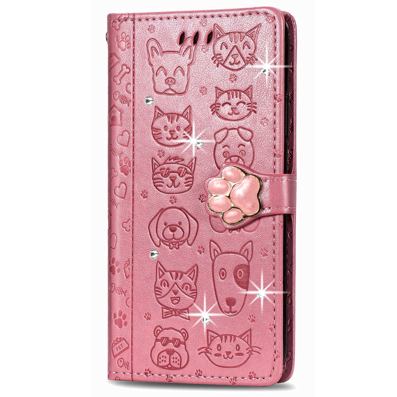 Case for MOTO EDGE 2024 Cartoon girl wallet case, cat dog rhinestone