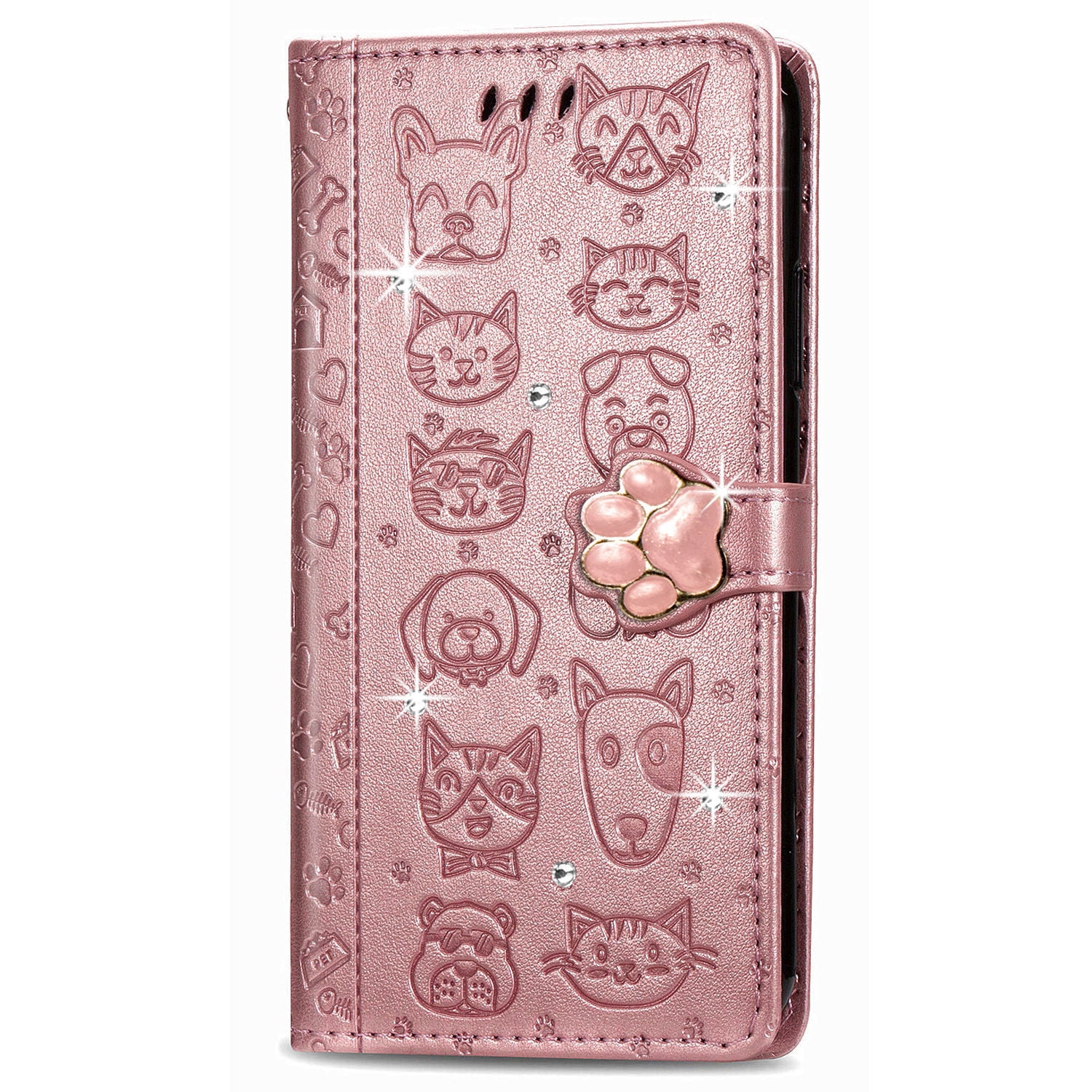 Case for MOTO EDGE 2024 Cartoon girl wallet case, cat dog rhinestone